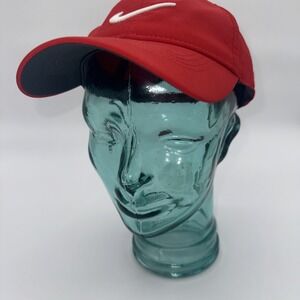 Nike Hat Cap Strap Back Red White Swoosh Embroidered Golf Mens One Size Athletic